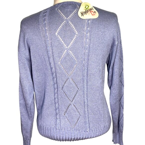 NWT Vintage Jolie Krinkle spun Blue open loose knit Womens Sweater USA Medium - Picture 2 of 7